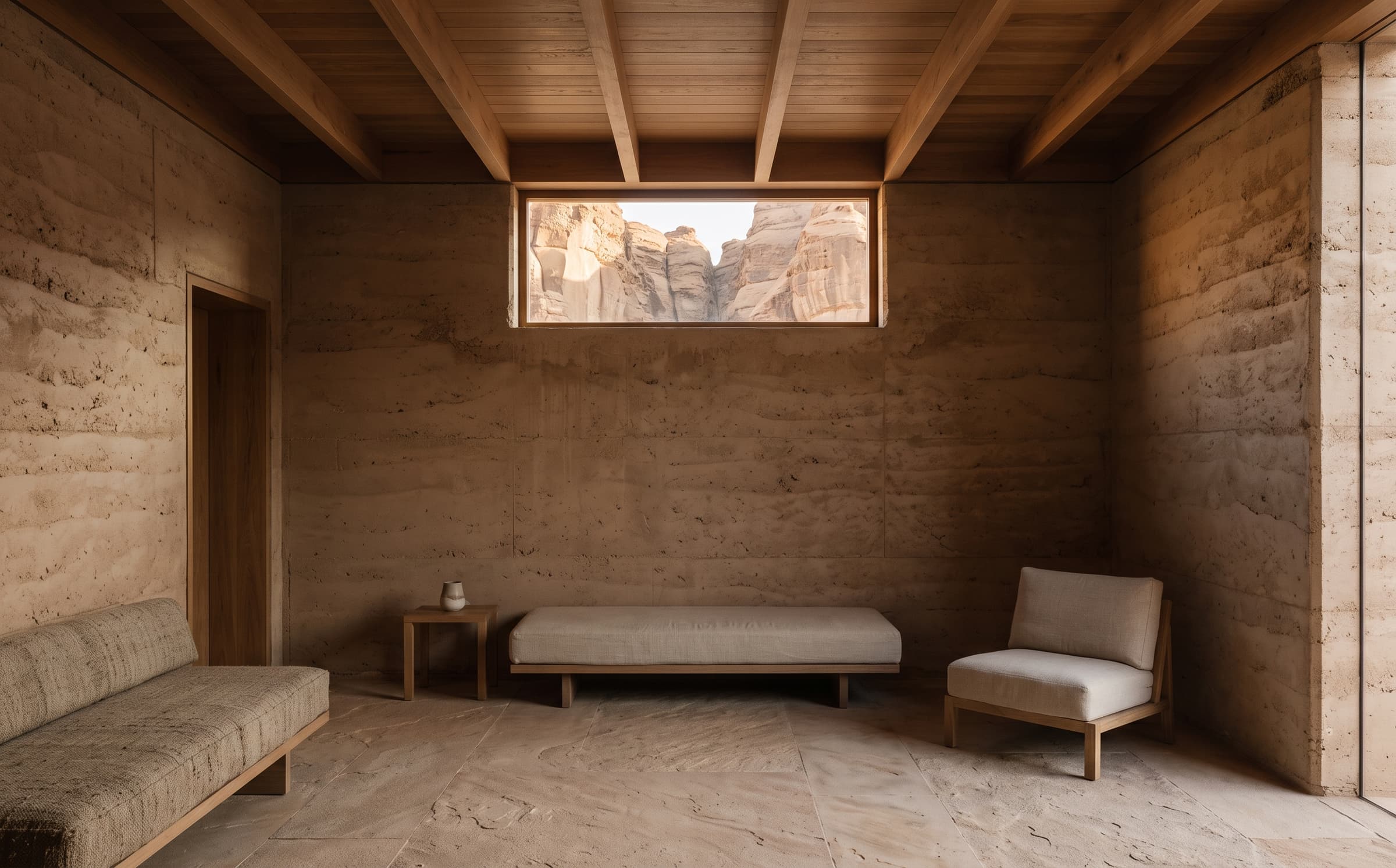 A quiet contemporary hospitality interior at Noor Retreat